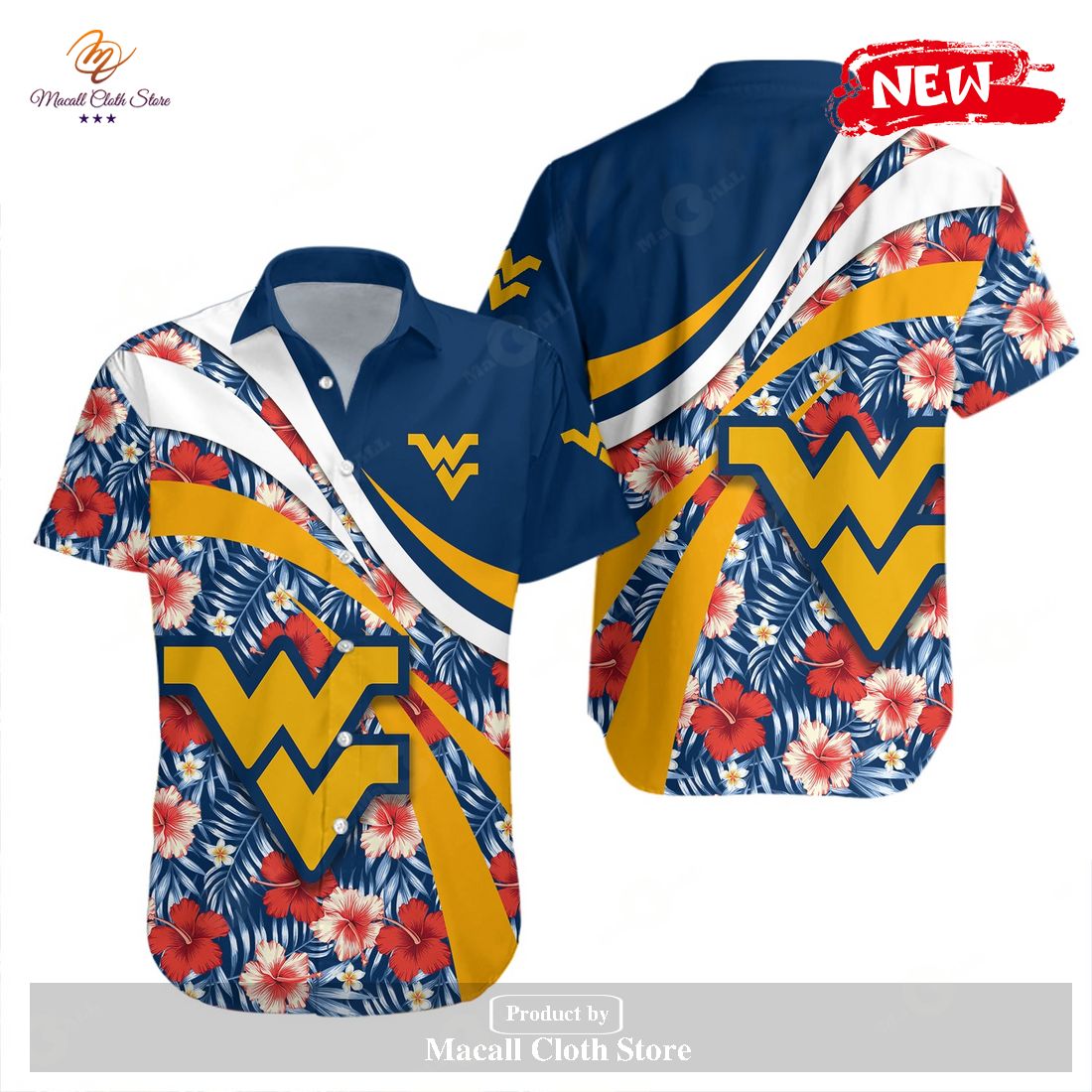 West Virginia Mountaineers NCAA Hibiscus Sport Style Hawaiian Shirt and Shorts