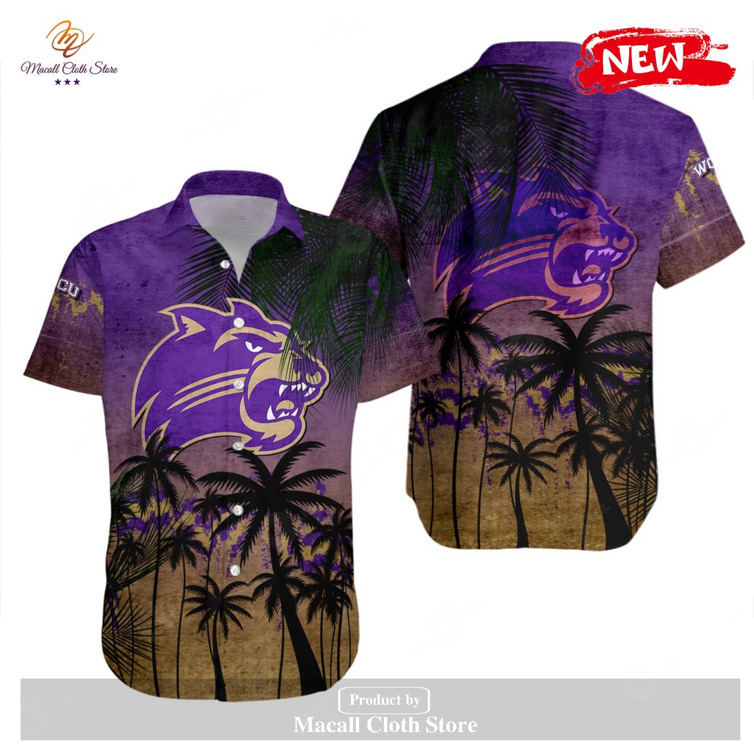 Western Carolina Catamounts NCAA Coconut Tree Tropical Grunge Hawaiian Shirt and Shorts