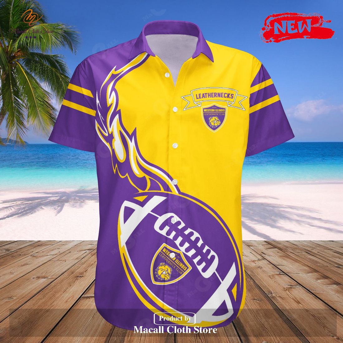 Western Illinois Leathernecks NCAA Flame Ball Hawaiian Shirt and Shorts