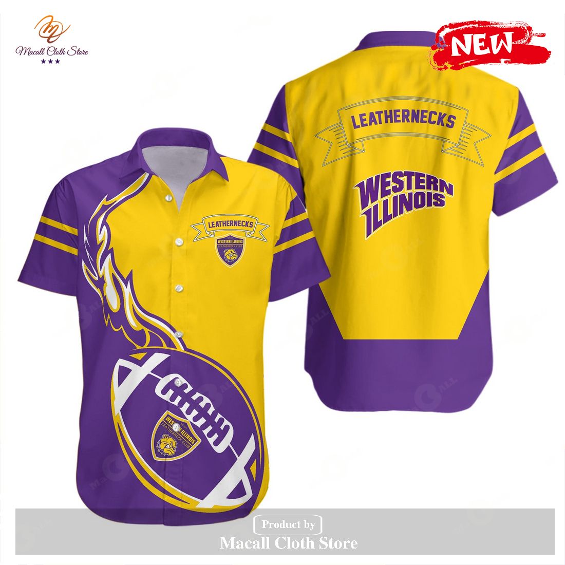 Western Illinois Leathernecks NCAA Flame Ball Hawaiian Shirt and Shorts