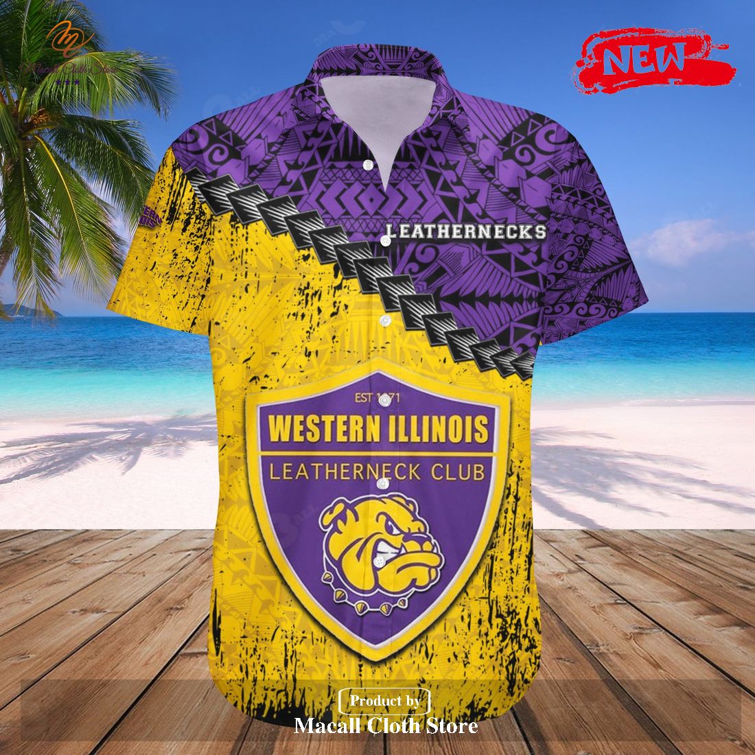 Western Illinois Leathernecks NCAA Grunge Polynesian Tattoo Hawaiian Shirt and Shorts