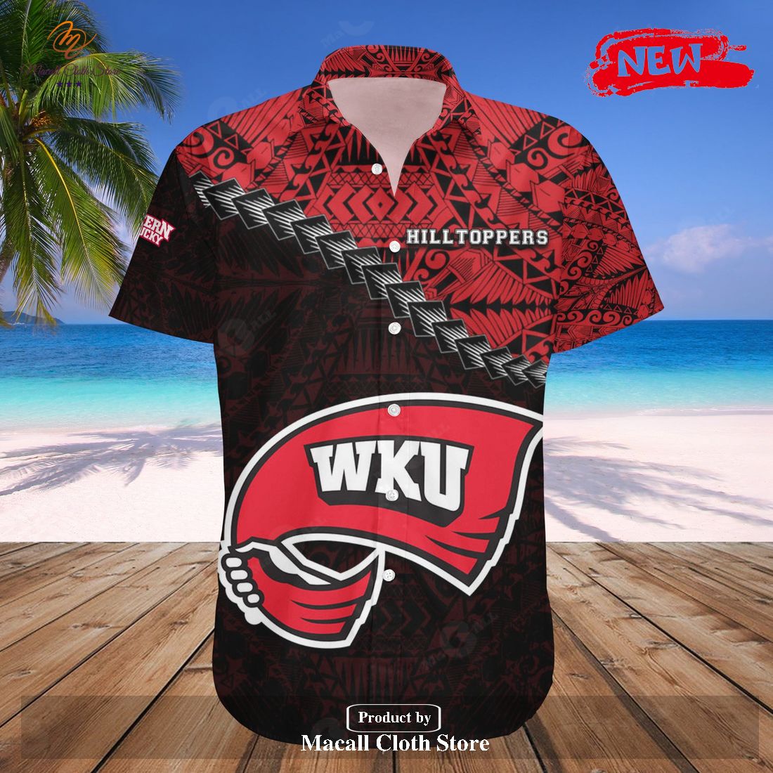 Western Kentucky Hilltoppers NCAA Grunge Polynesian Tattoo Hawaiian Shirt and Shorts
