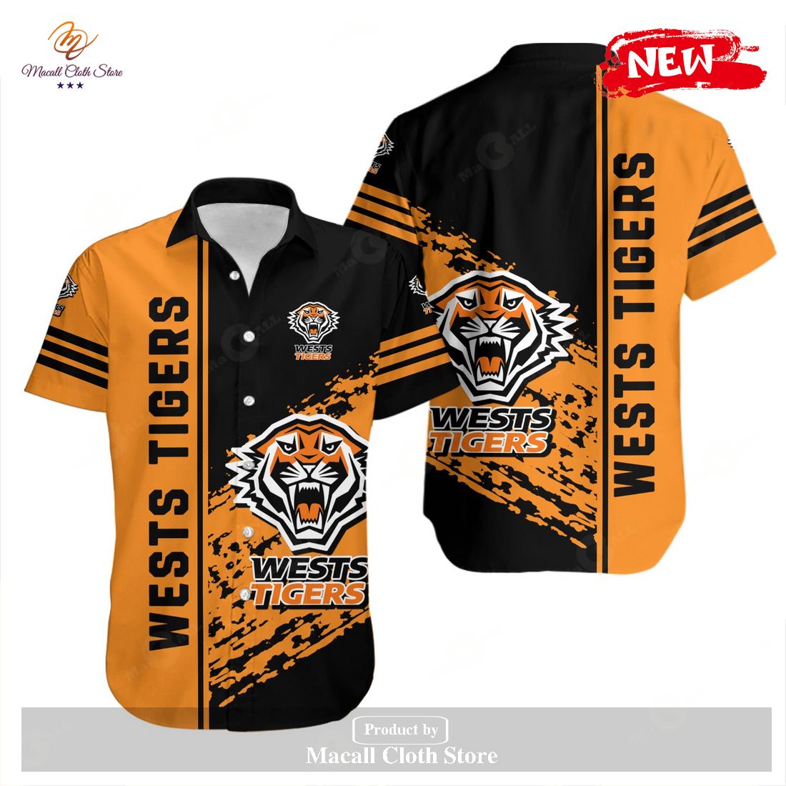 Wests Tigers Hawaiian Shirt Quarter Style - NRL Hawaiian Shirt and Shorts Wests Tigers Hawaiian Shirt Quarter Style - NRL Hawaiian Shirt and Shorts