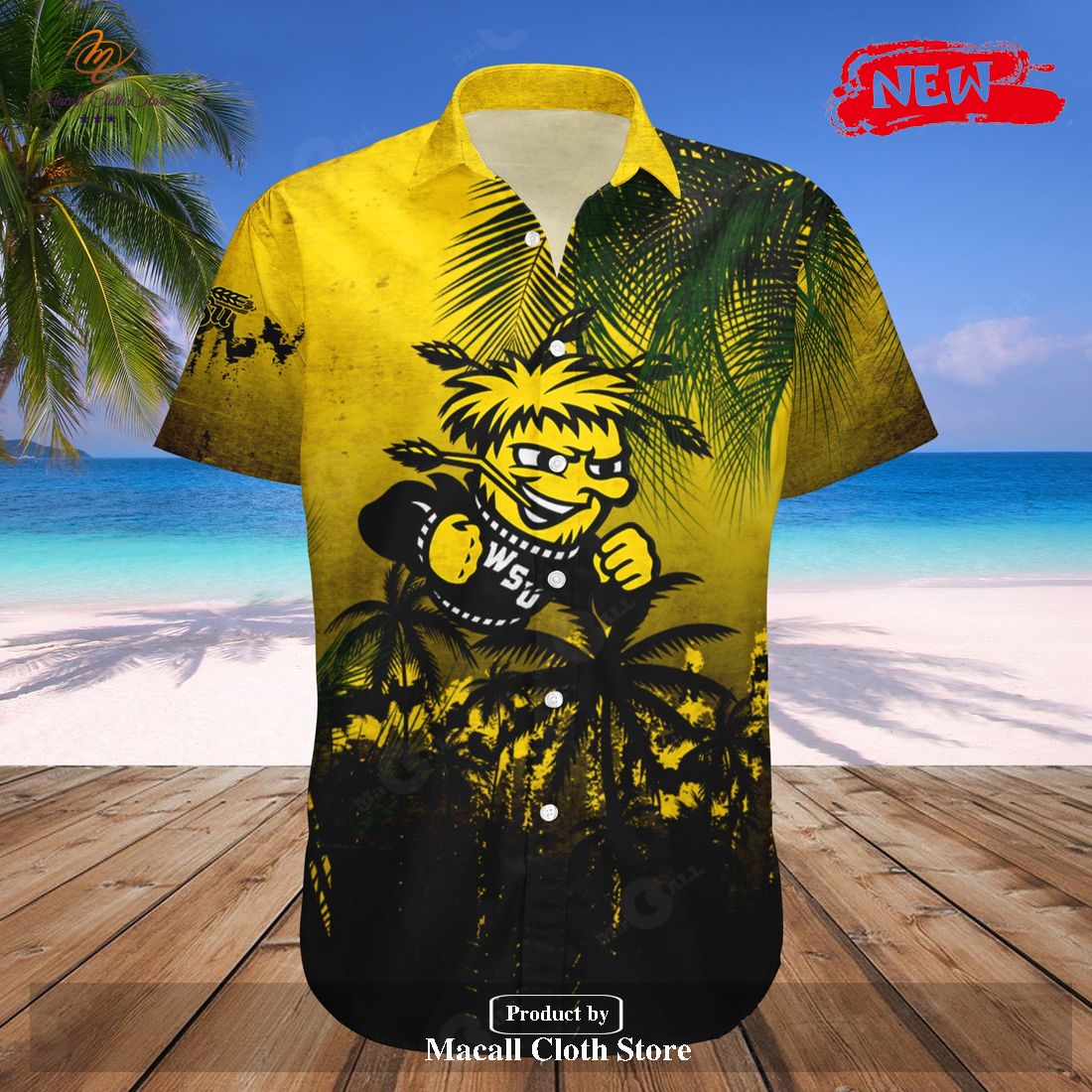 Wichita State Shockers NCAA Coconut Tree Tropical Grunge Hawaiian Shirt and Shorts Wichita State Shockers NCAA Coconut Tree Tropical Grunge Hawaiian Shirt and Shorts