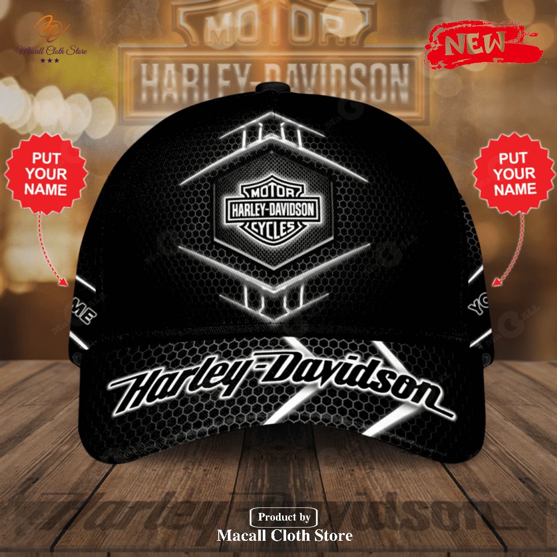 Personalized Name Motor Harley Davidson Cycles Luxury Black Design Classic Cap