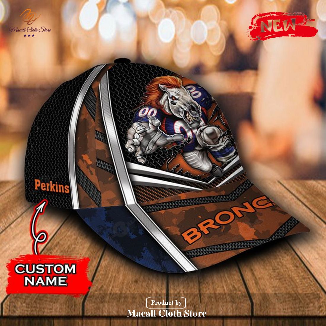 NEW NFL Denver Broncos Camo Custom Name 3D Cap - Express your