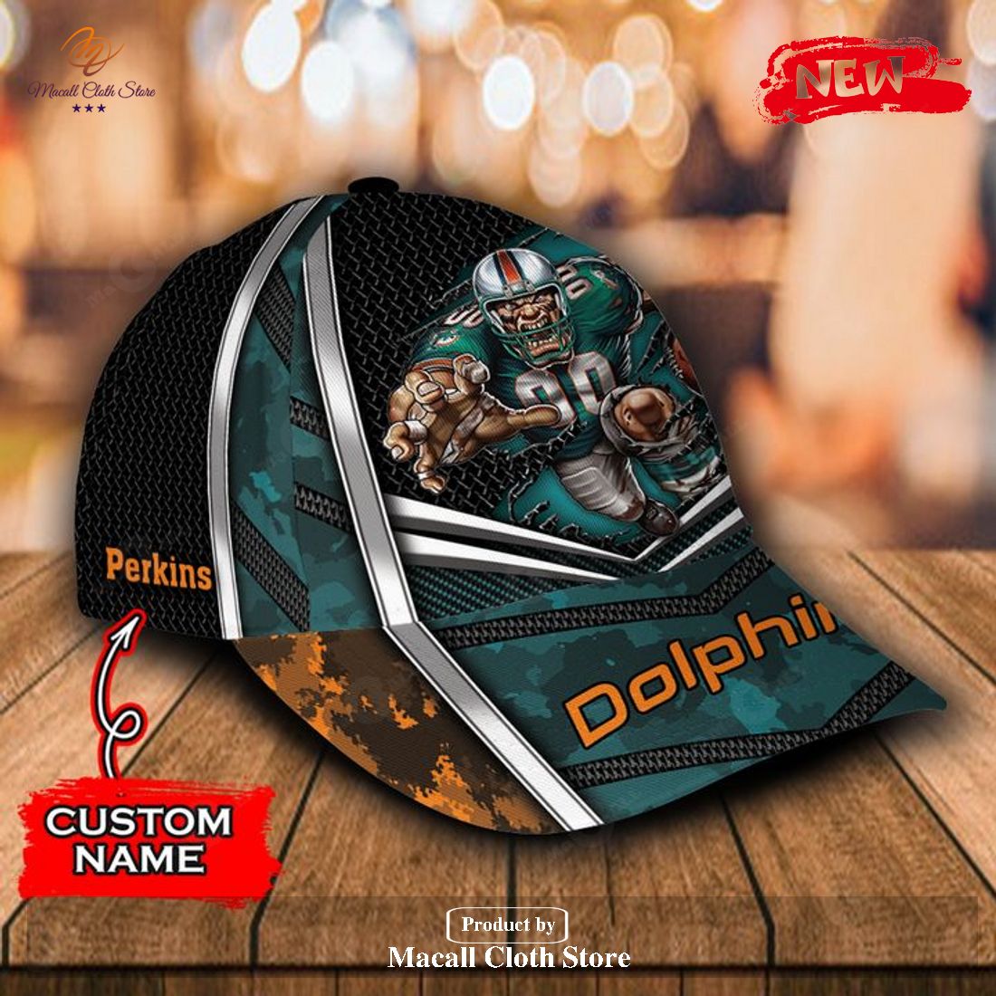 Personalized Name NFL Miami Dolphins Sports Design For Fan Classic Cap