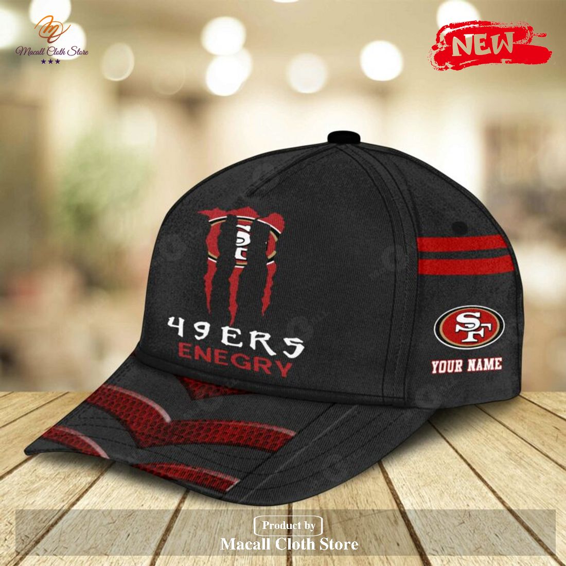 Personalized Name NFL San Francisco 49ers Enegry Black Design Classic Cap