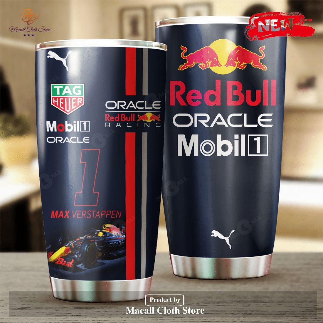 Max Verstappen x Red Bull Racing F1 Mobil 1 Tumbler Max Verstappen x Red Bull Racing F1 Mobil 1 Tumbler
