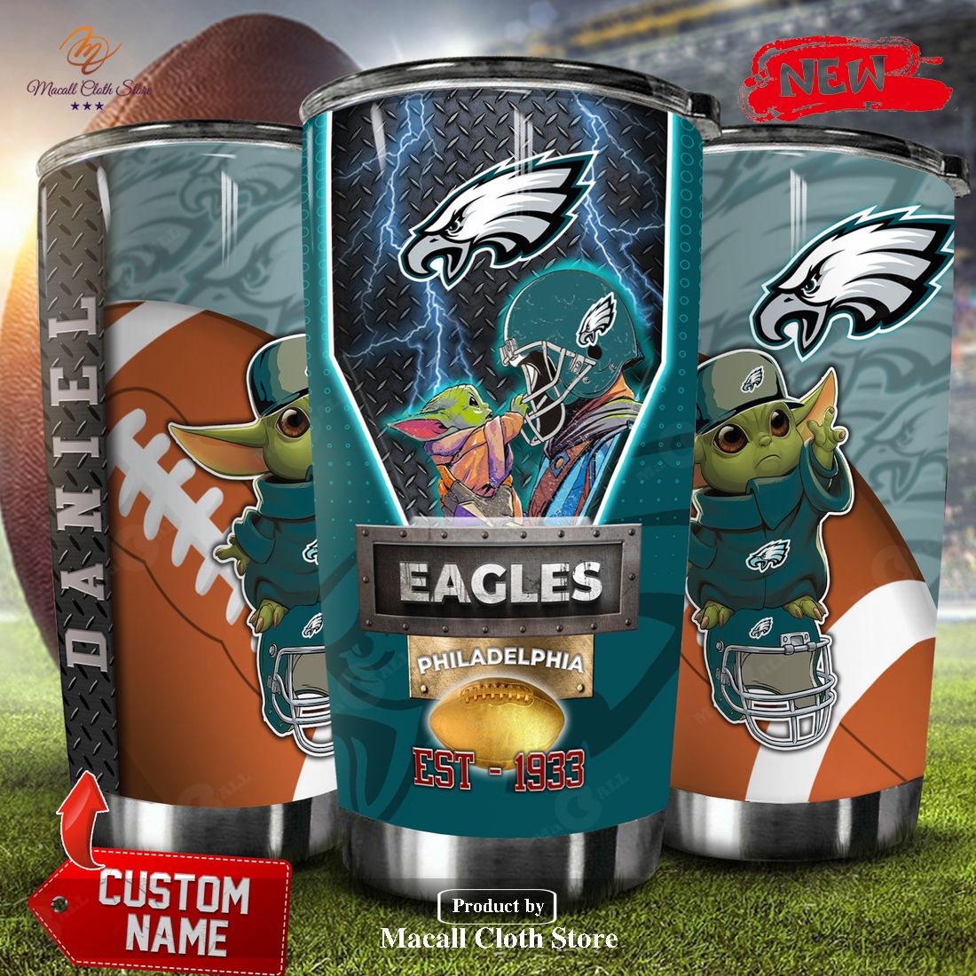 Personalized Name Baby Yoda Philadelphia Eagles NFL Football Team Tumbler Personalized Name Baby Yoda Philadelphia Eagles NFL Football Team Tumbler