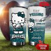 Personalized Name Hello Kitty Hug Pittsburgh Steelers Stainless Steel Tumbler