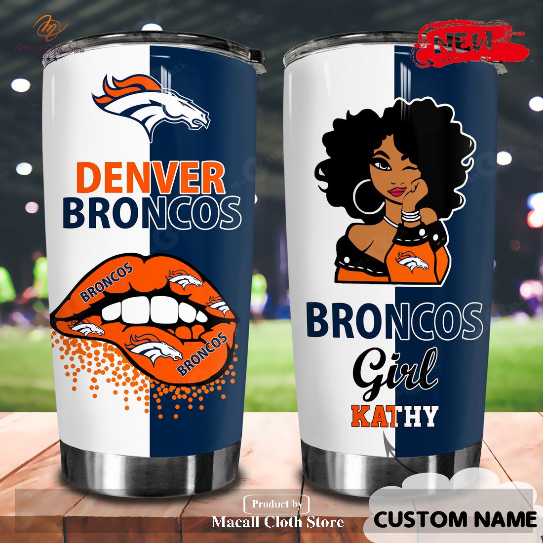 Denver Broncos Custom Name Tumbler - Customized Tumbler for