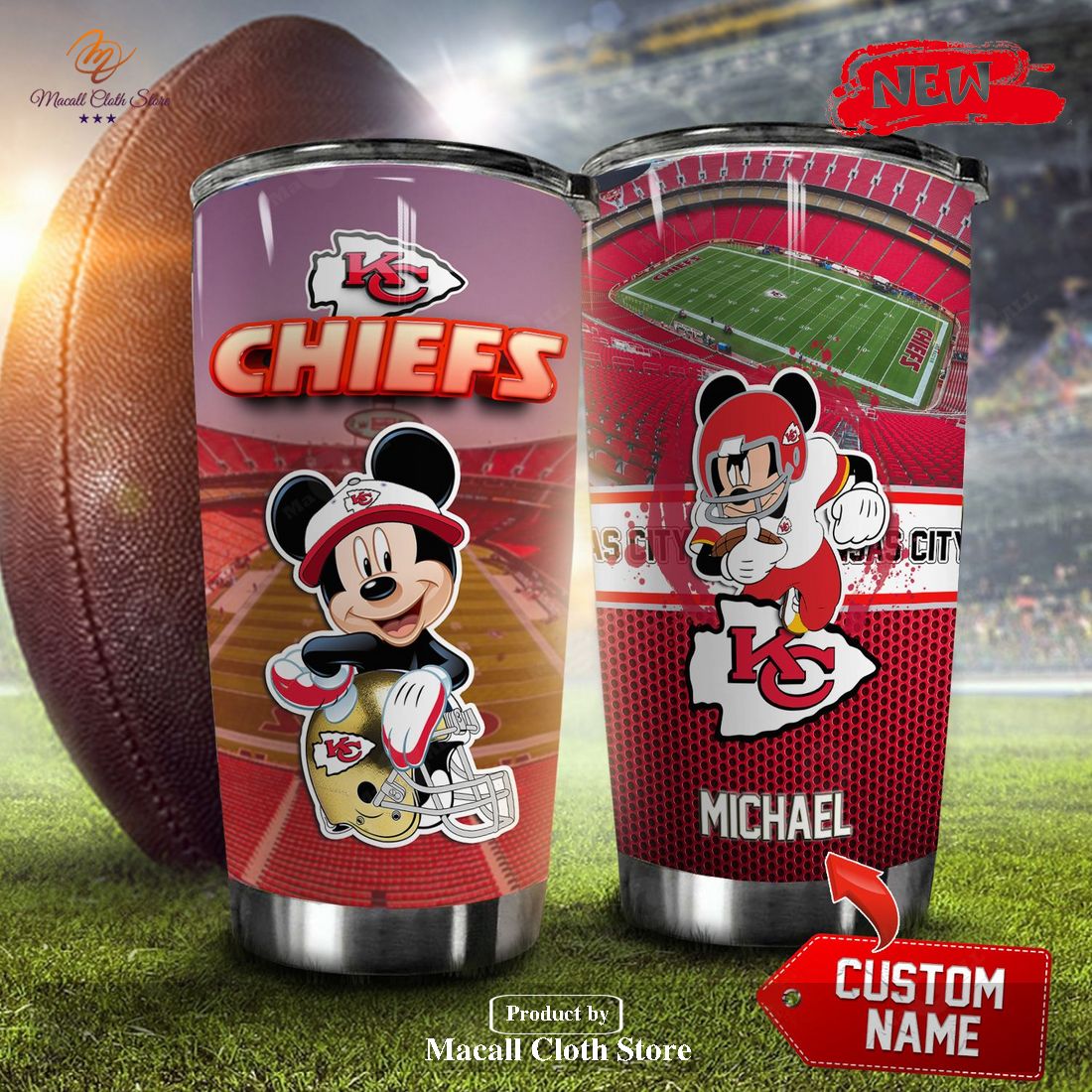 Personalized Name Mickey Mouse Kansas City Chiefs Tumbler - Teexpace