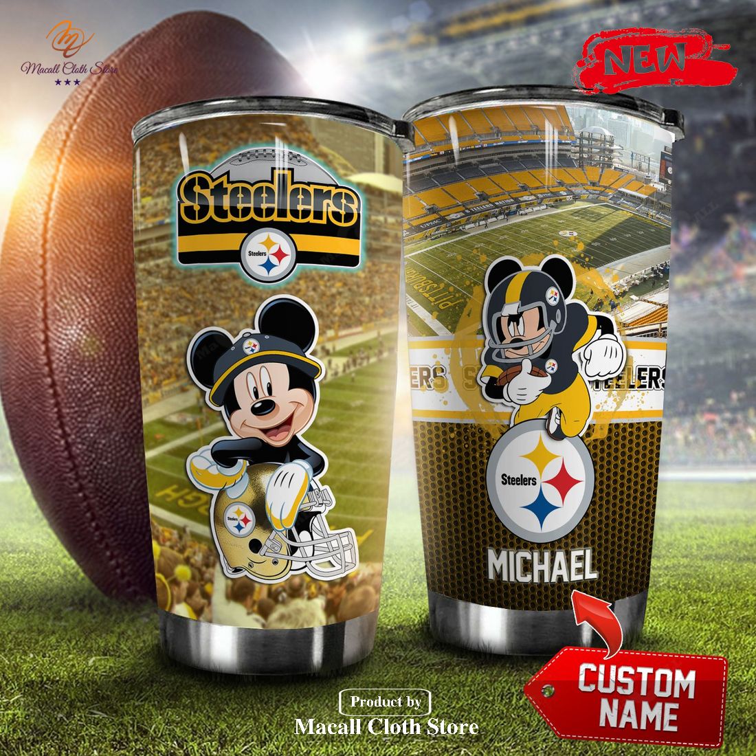 NFL Pittsburgh Steelers Hawaiian Shirt Custom Name Mickey Mouse - Ingenious  Gifts Your Whole Family