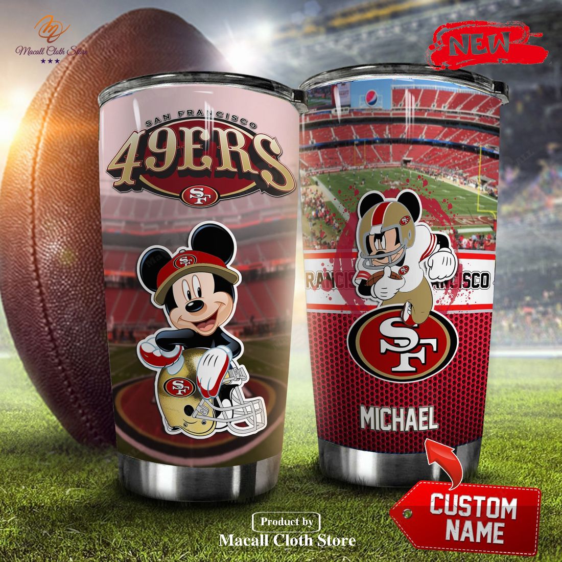 Personalized Name San Francisco 49ers Mickey Mouse NFL Tumbler Personalized Name San Francisco 49ers Mickey Mouse NFL Tumbler