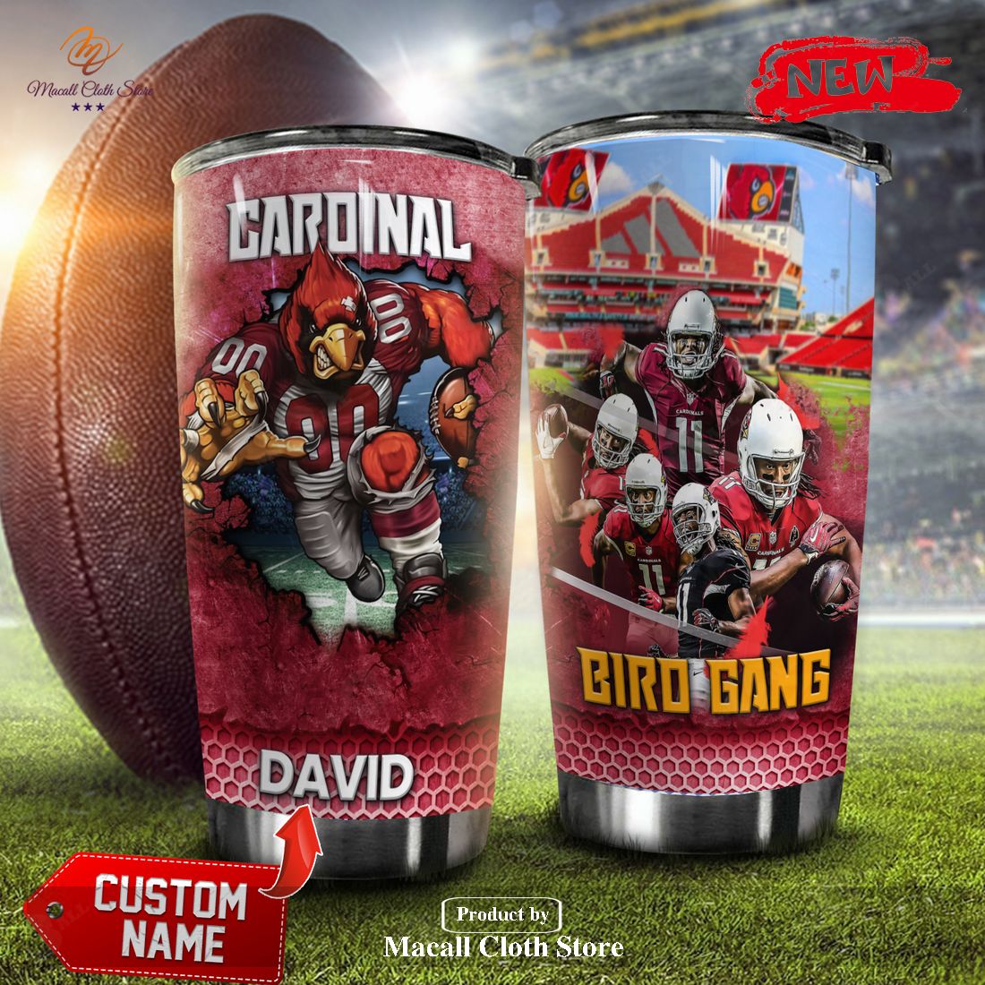 Personalized Name NFL Arizona Cardinal Stainless Steel Arizona Cardinal Football Champions Tumbler Cup