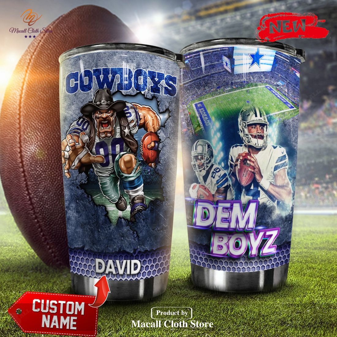 Personalized Name NFL Dallas Cowboys Stainless Steel Dallas Cowboys Football Champions Tumbler Cup