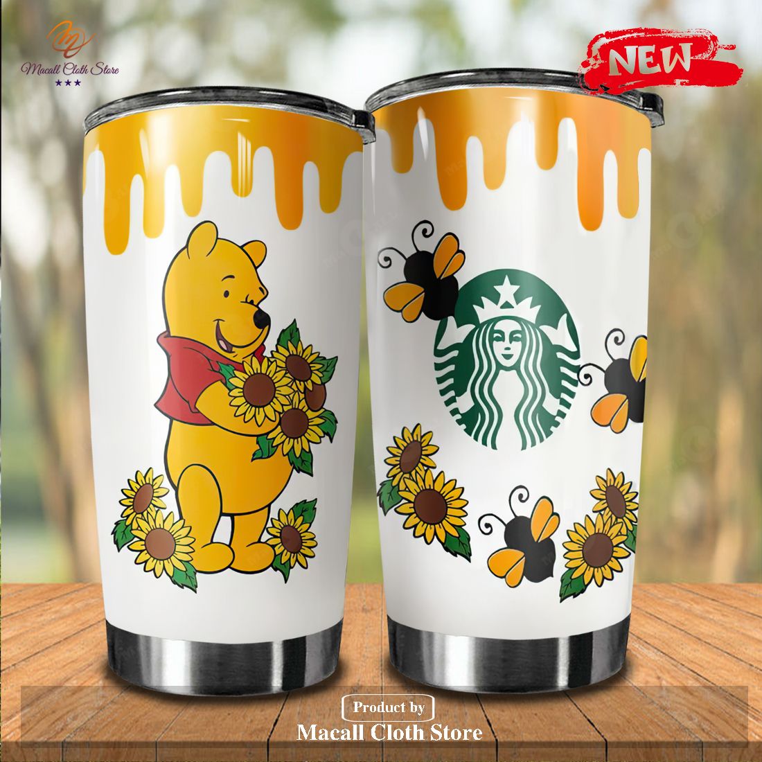 Winnie Pooh Starbucks Orange Design Tumbler