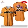 Personalized Chilling Minnie Mouse Disney All Over Print Pink Design Baseball Jersey