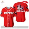 Personalized Chilling Pink Minnie Mouse Disney All Over Black Print Baseball Jersey