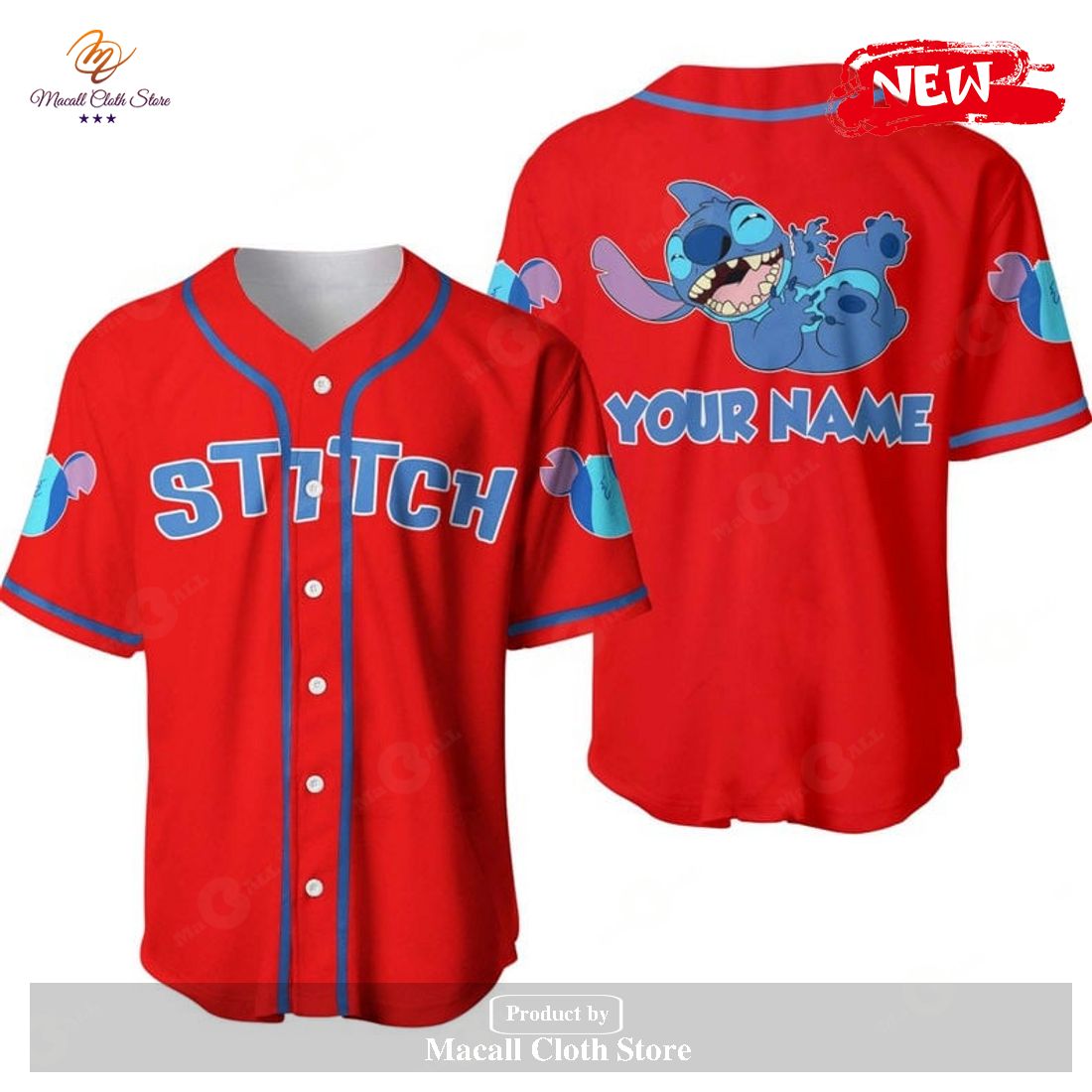 Personalized Happy Stitch Disney All Over Print Special Red Baseball Jersey