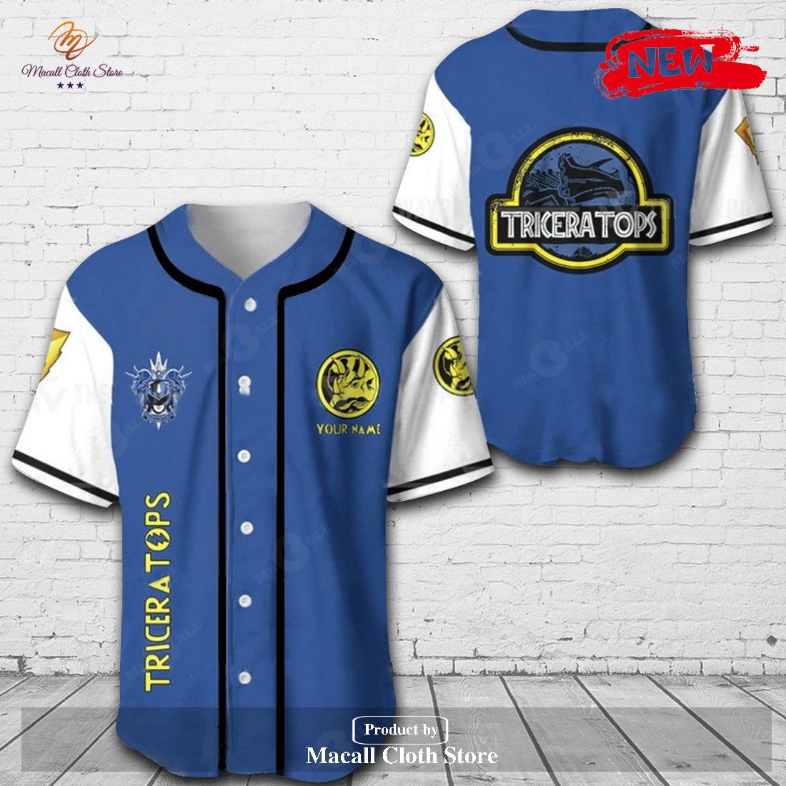 Personalized Triceratops Power Rangers All Over Print Unisex Special Design Baseball Jersey