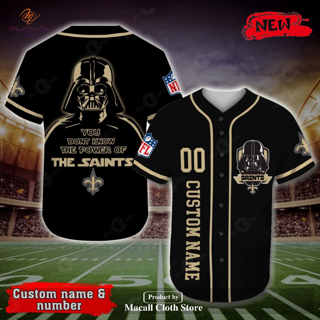 Personalized New Orleans Saints Darth Vader Star Wars All Over Print 3D Baseball Jersey Personalized New Orleans Saints Darth Vader Star Wars All Over Print 3D Baseball Jersey