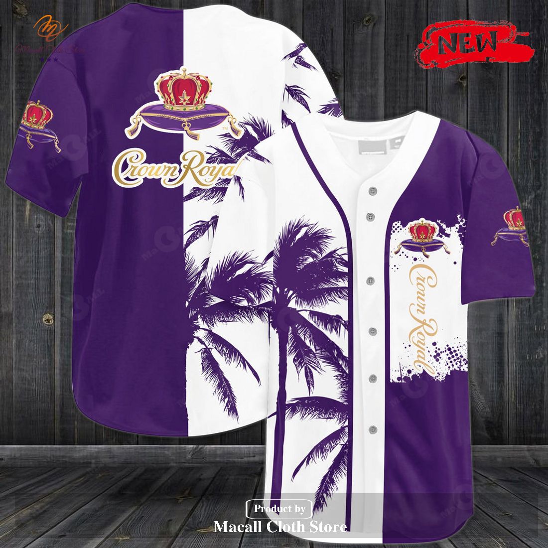 White Purple Crown Royal Baseball Jersey