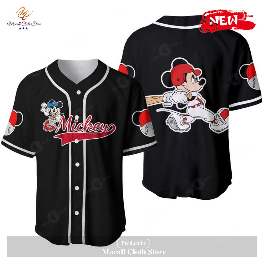Mickey Mouse Disney Cartoon Graphics All Over Print 3D Baseball Jersey