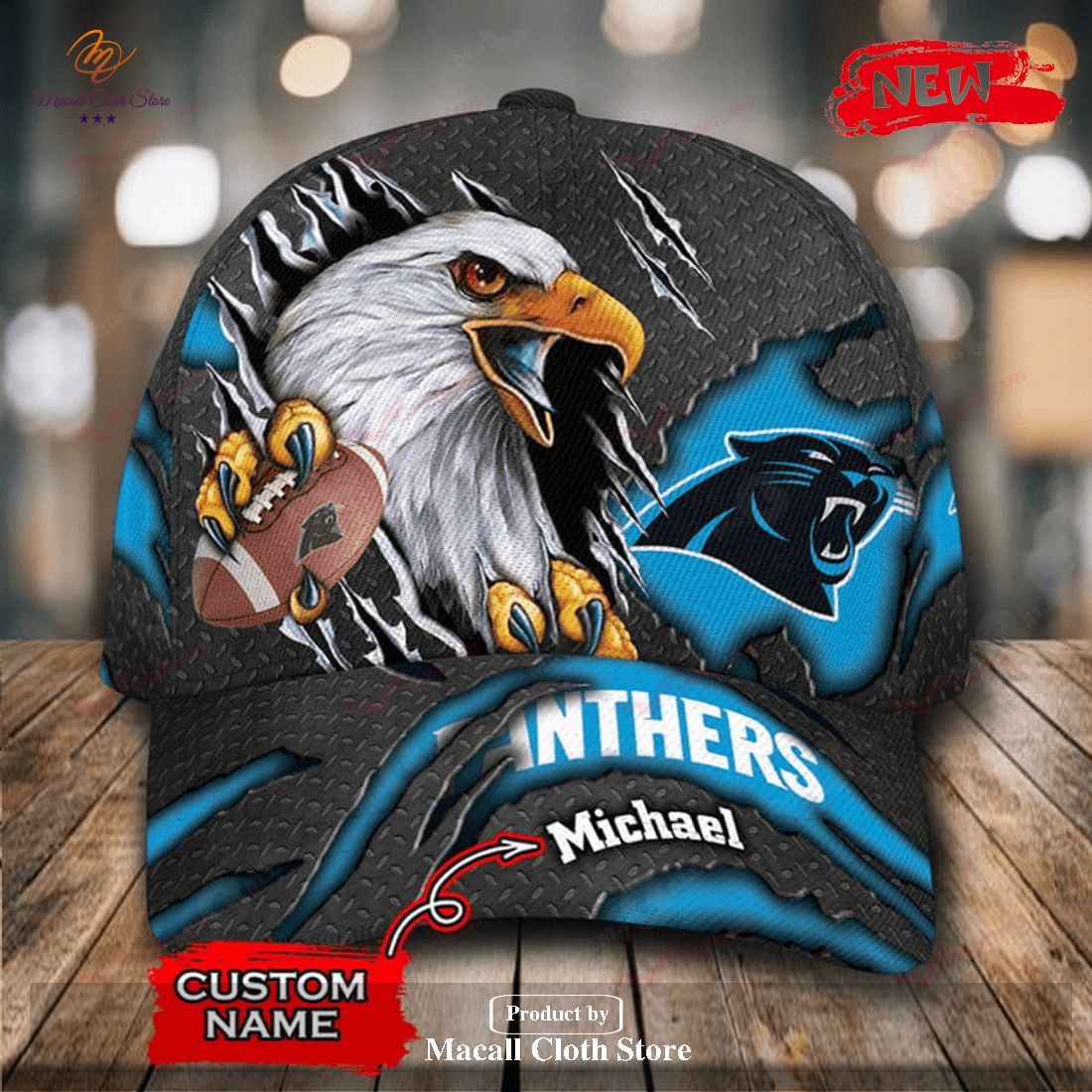 Personalized Name Carolina Panthers NFL Eagles Rugby Design Classic Cap