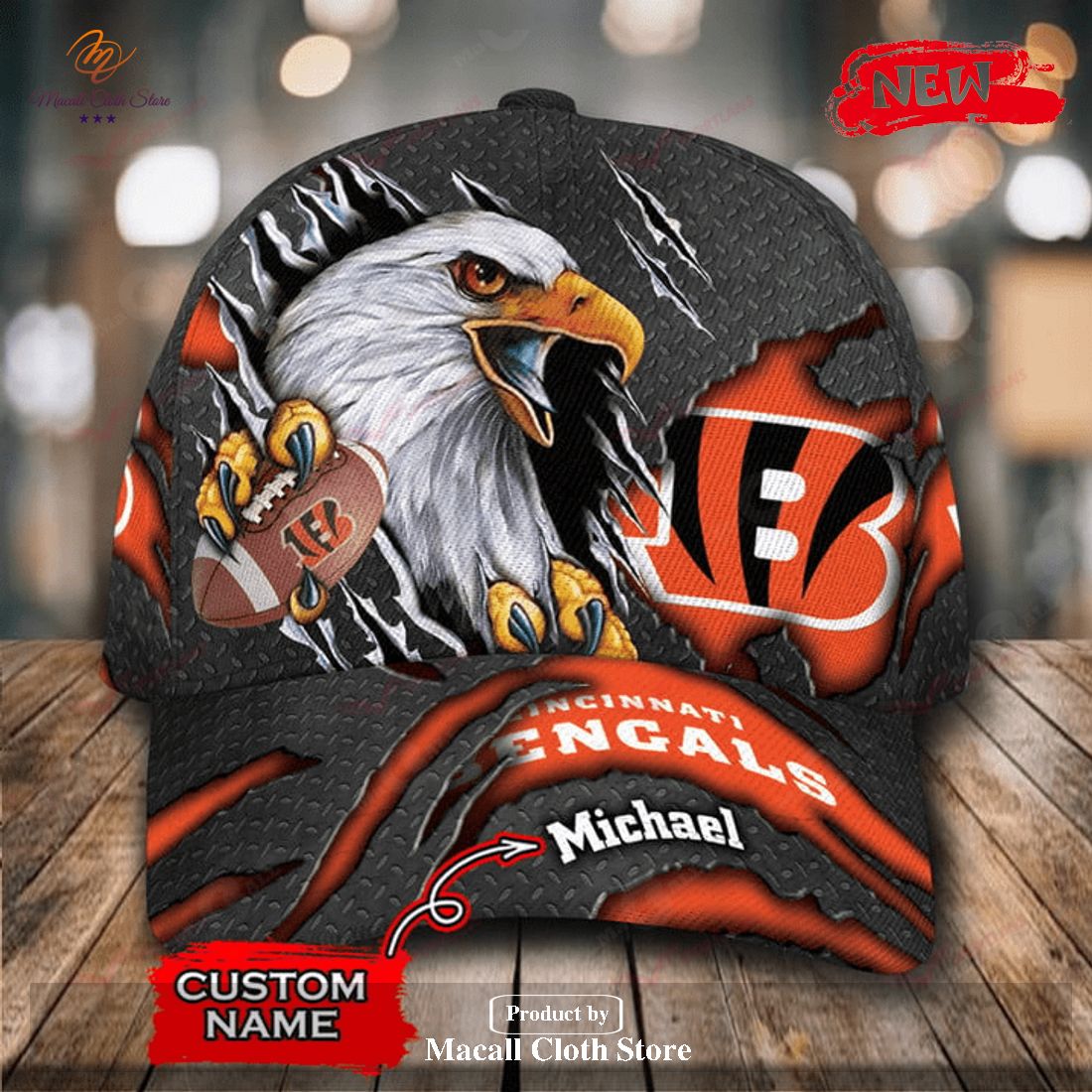 Cincinnati Bengals Hand Bones NFL Custom Name Classic Cap - Shoptml