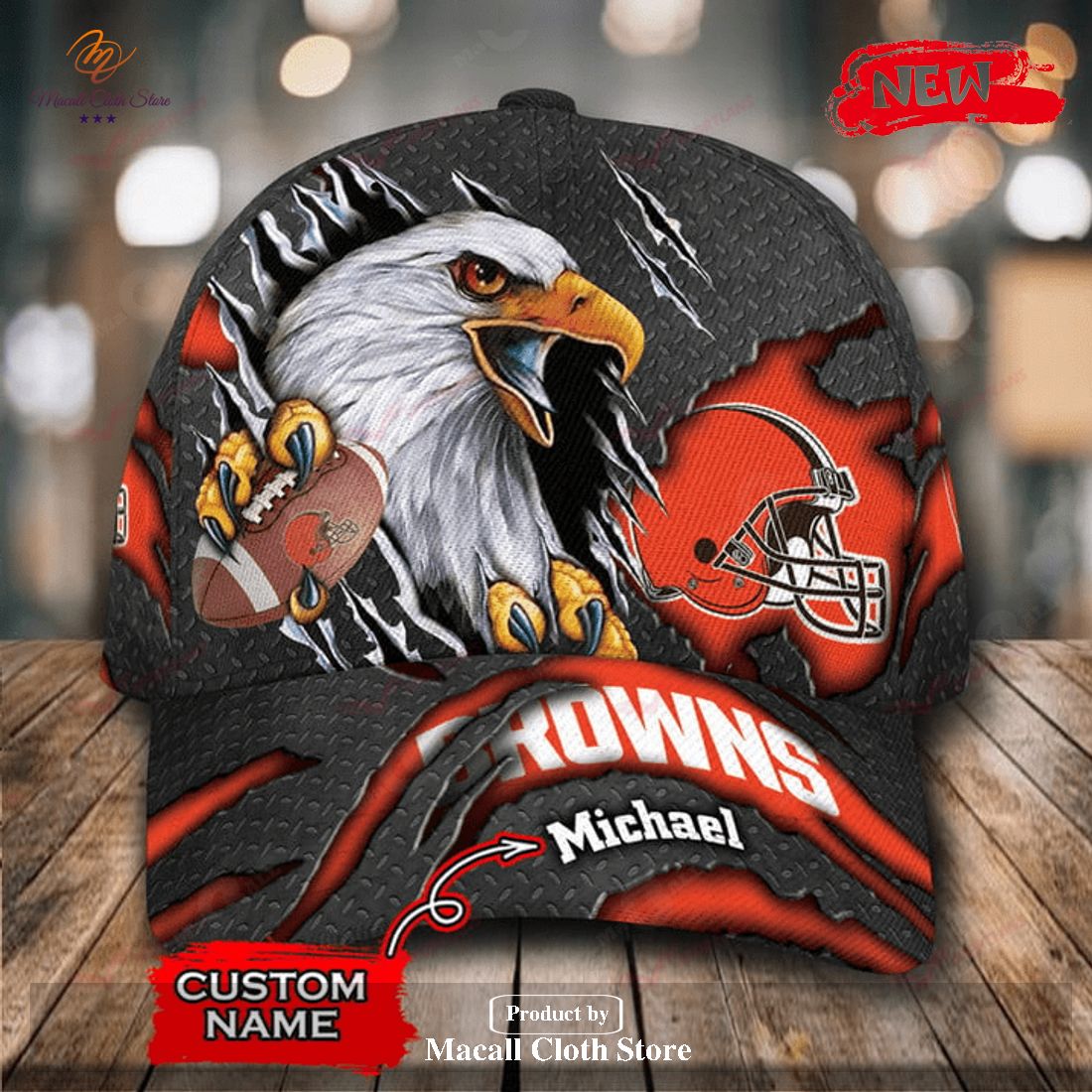 Personalized Name Cleveland Browns NFL Eagles Rugby Design Classic Cap