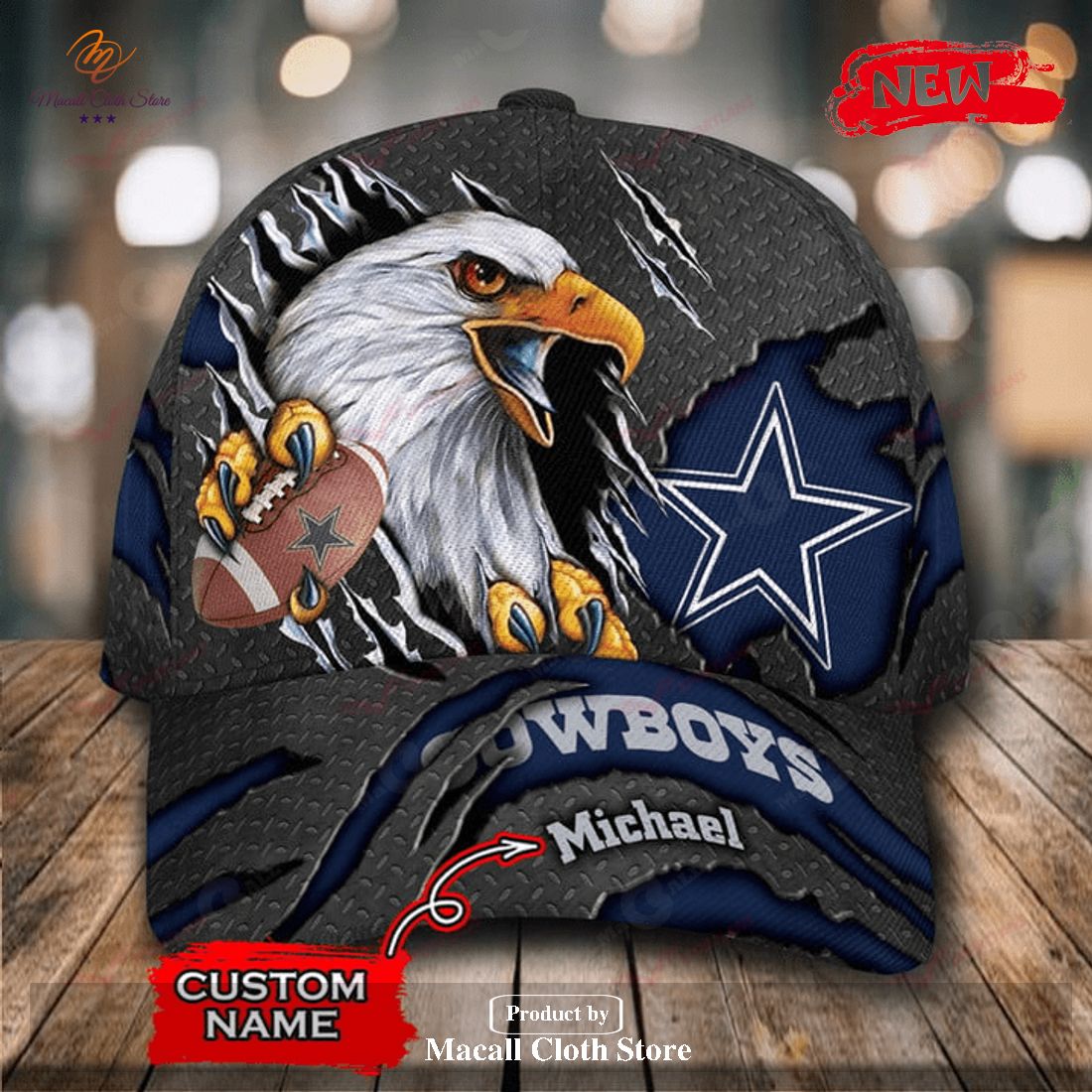 Personalized Name Dallas Cowboys NFL Eagles Rugby Design Classic Cap