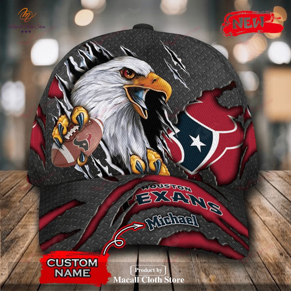 Personalized Name Houston Texans NFL Eagles Rugby Design Classic Cap