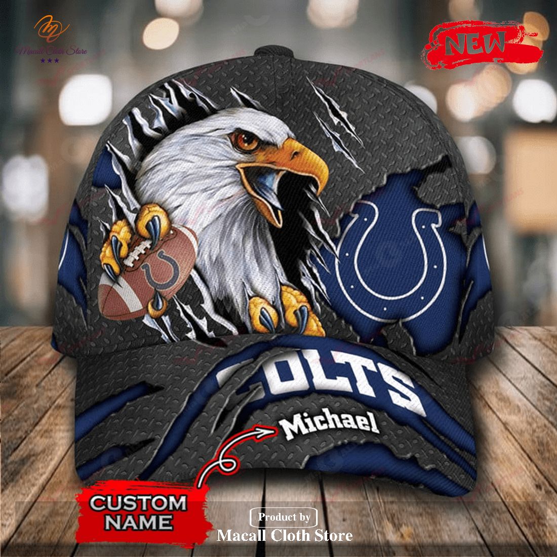 Personalized Name Indianapolis Colts NFL Eagles Rugby Design Classic Cap