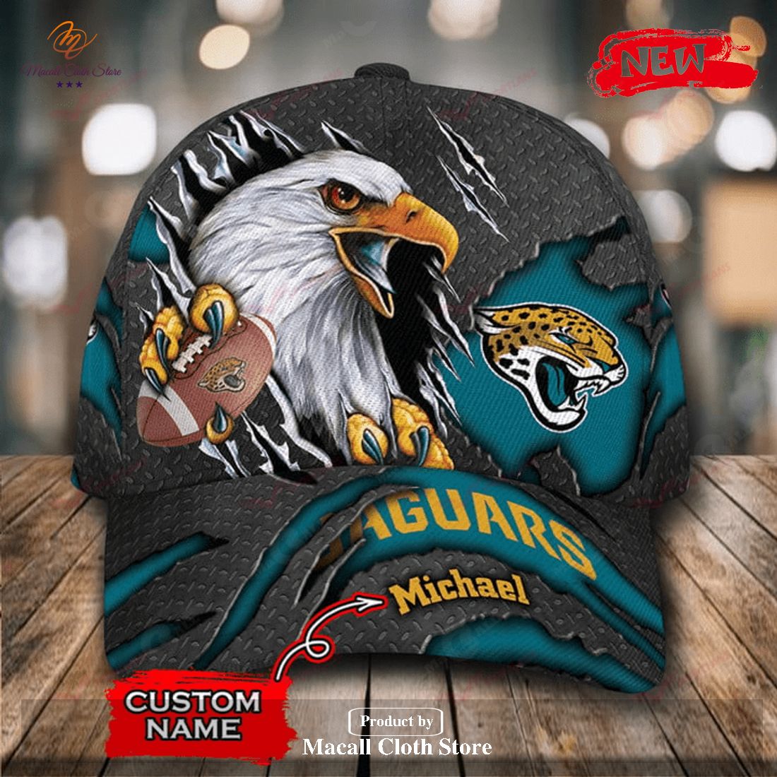 Personalized Name Jacksonville Jaguars NFL Eagles Rugby Design Classic Cap