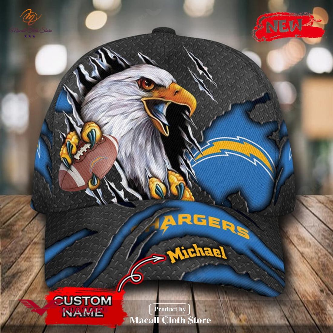 Personalized Name Los Angeles Chargers NFL Eagles Rugby Design Classic Cap