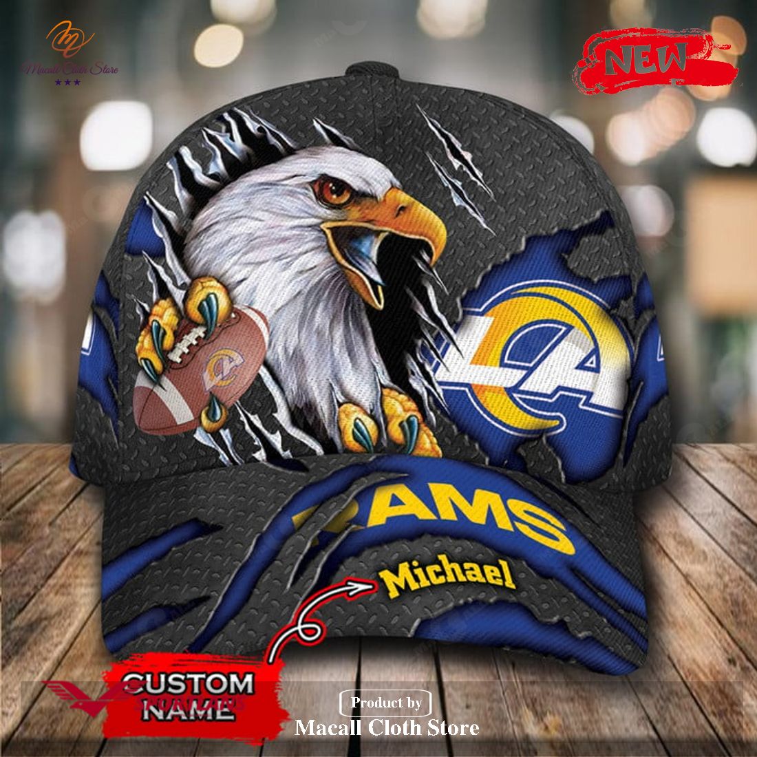 Personalized Name Los Angeles Rams NFL Eagles Rugby Design Classic Cap