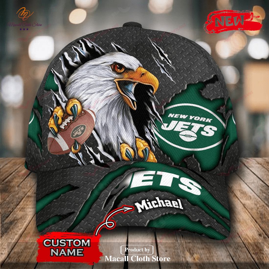 Personalized Name New York Jets NFL Eagles Rugby Design Classic Cap