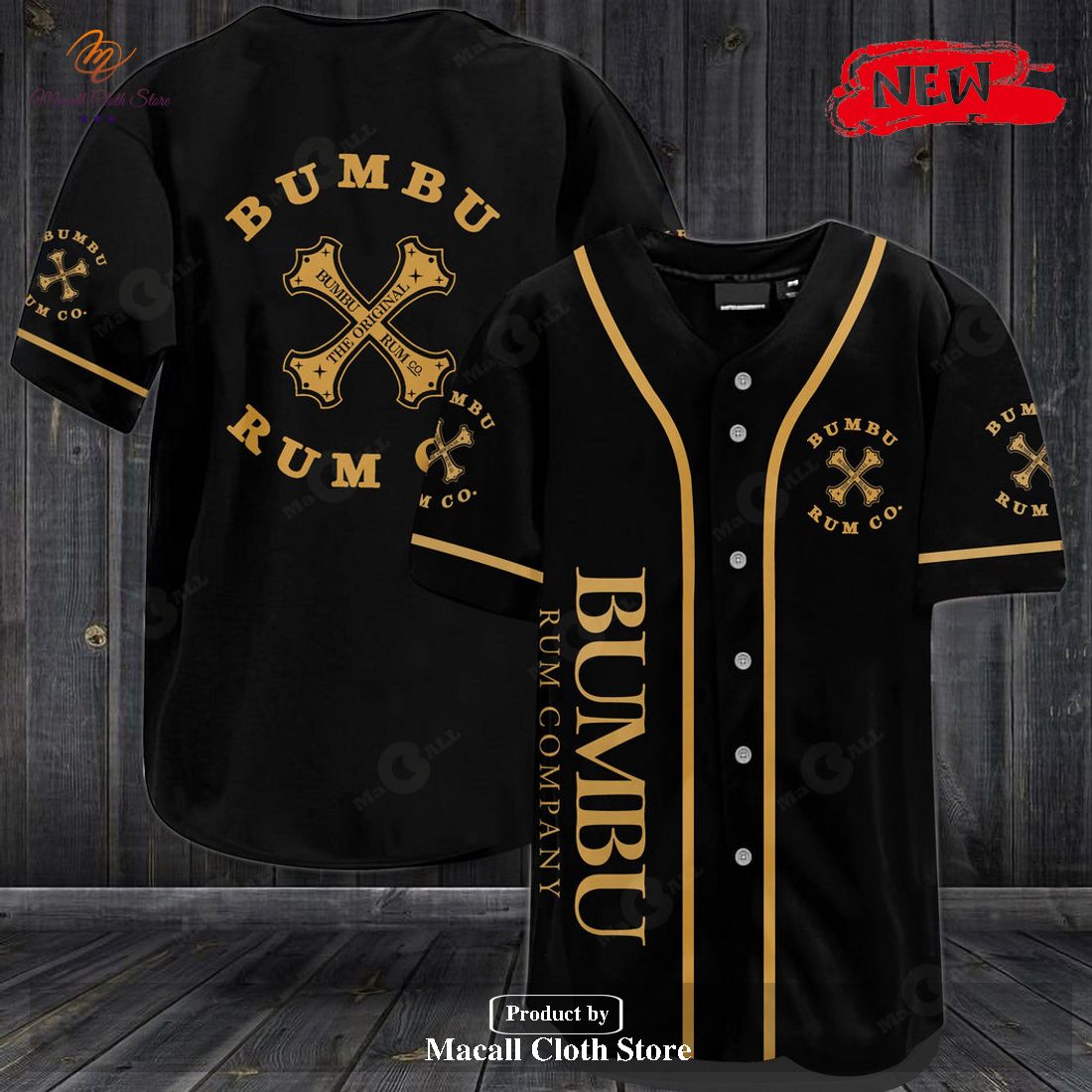 Bumbu Rum Co. All Over Print Black Unisex Baseball Jersey