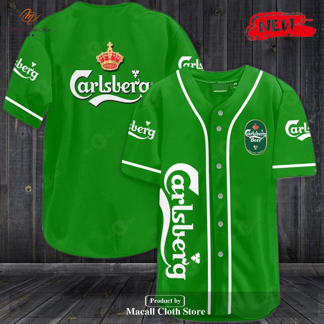 Carlsberg Beer Green Design Baseball Jersey
