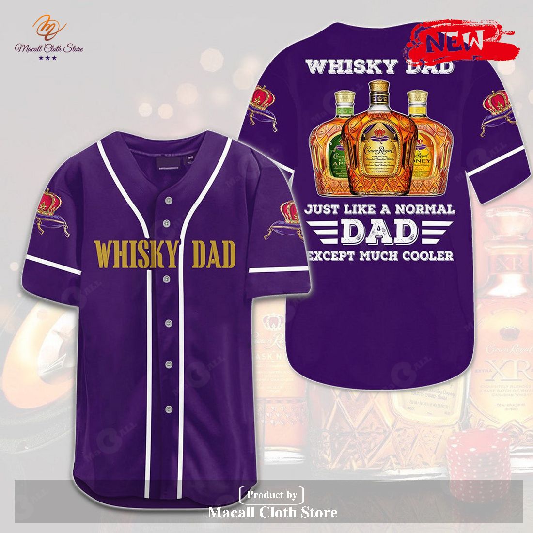Crown Royal Whisky Dad All Over Print 3D Purple Baseball Jersey