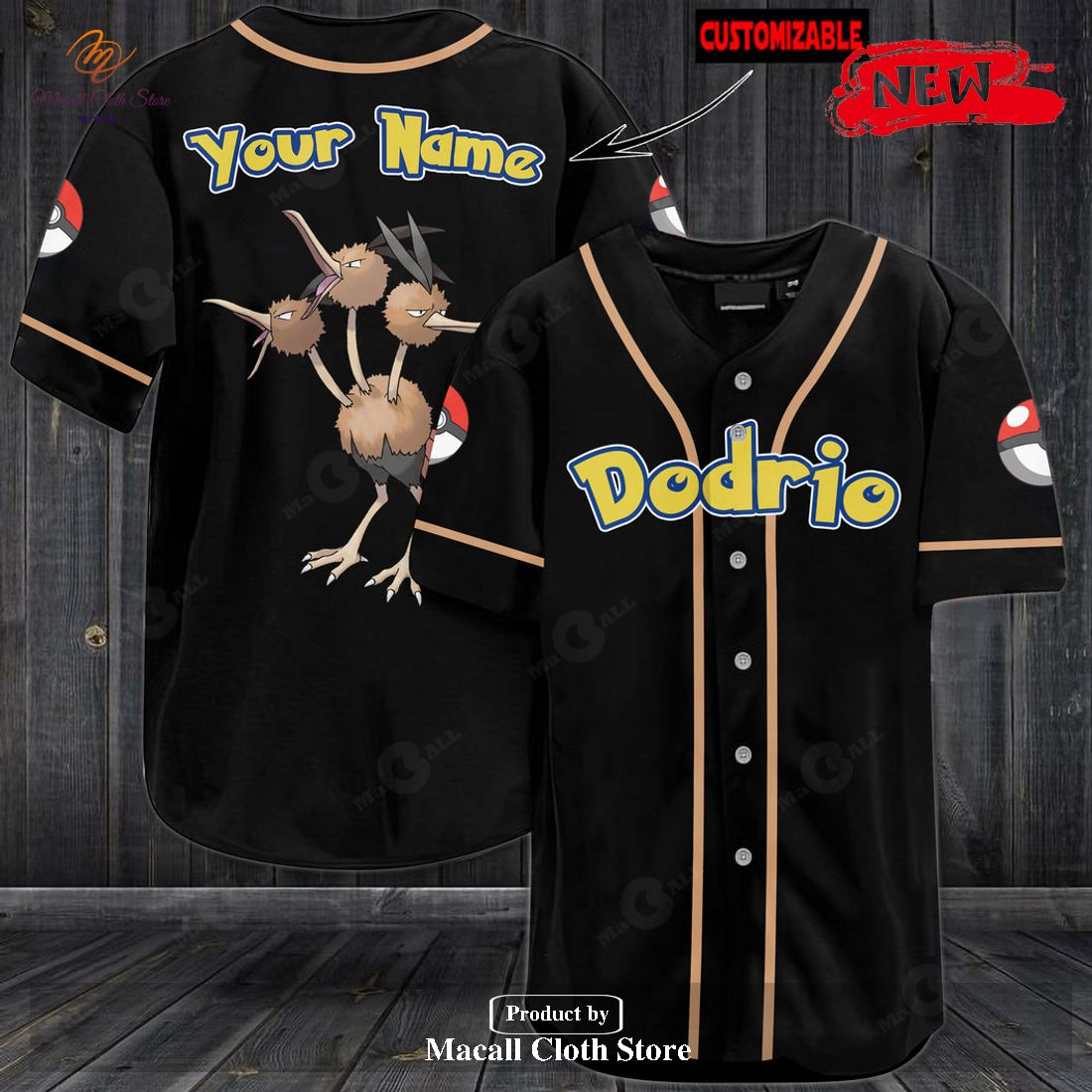 Personalized Dodrio Black Baseball Jersey