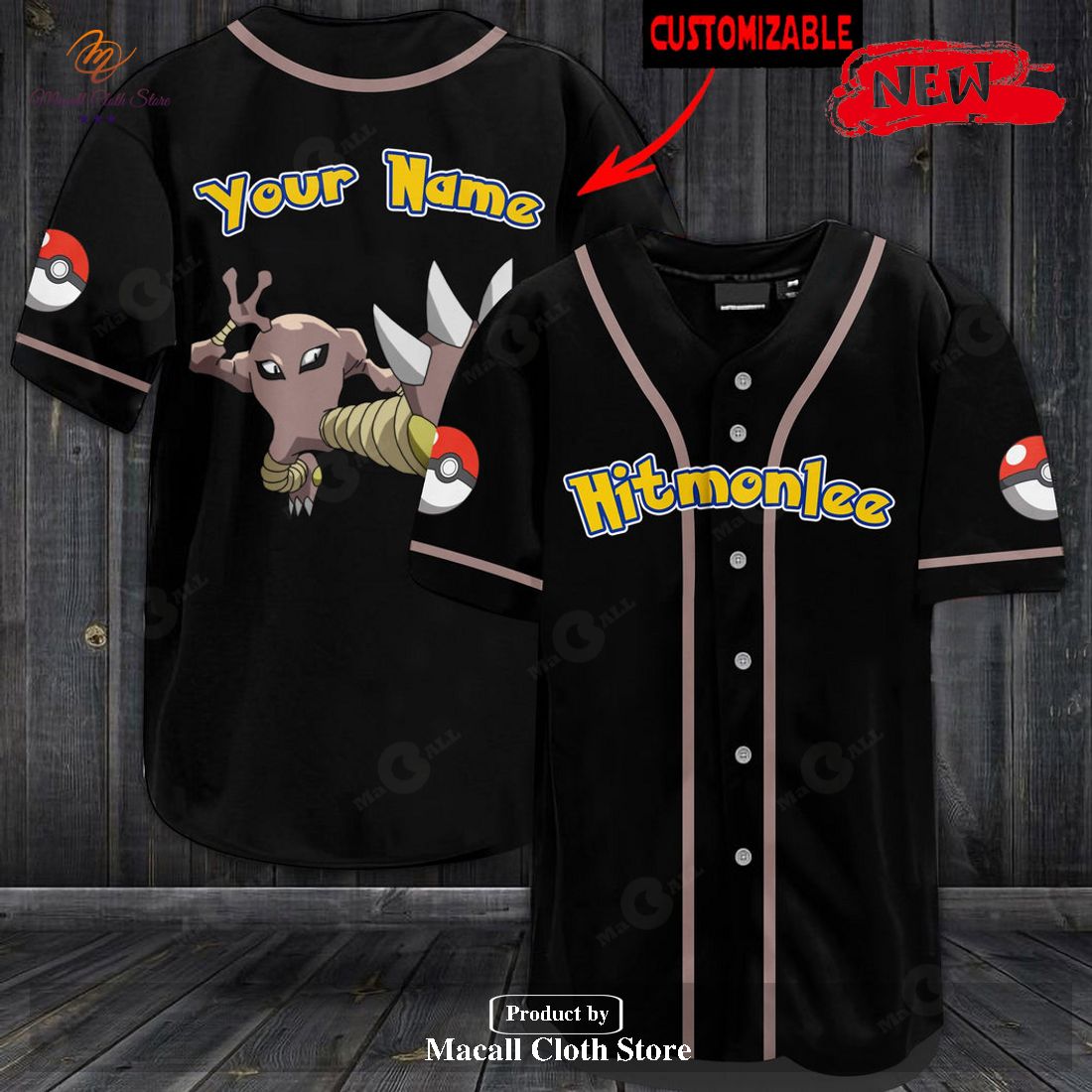 Personalized Hitmonlee Black Baseball Jersey