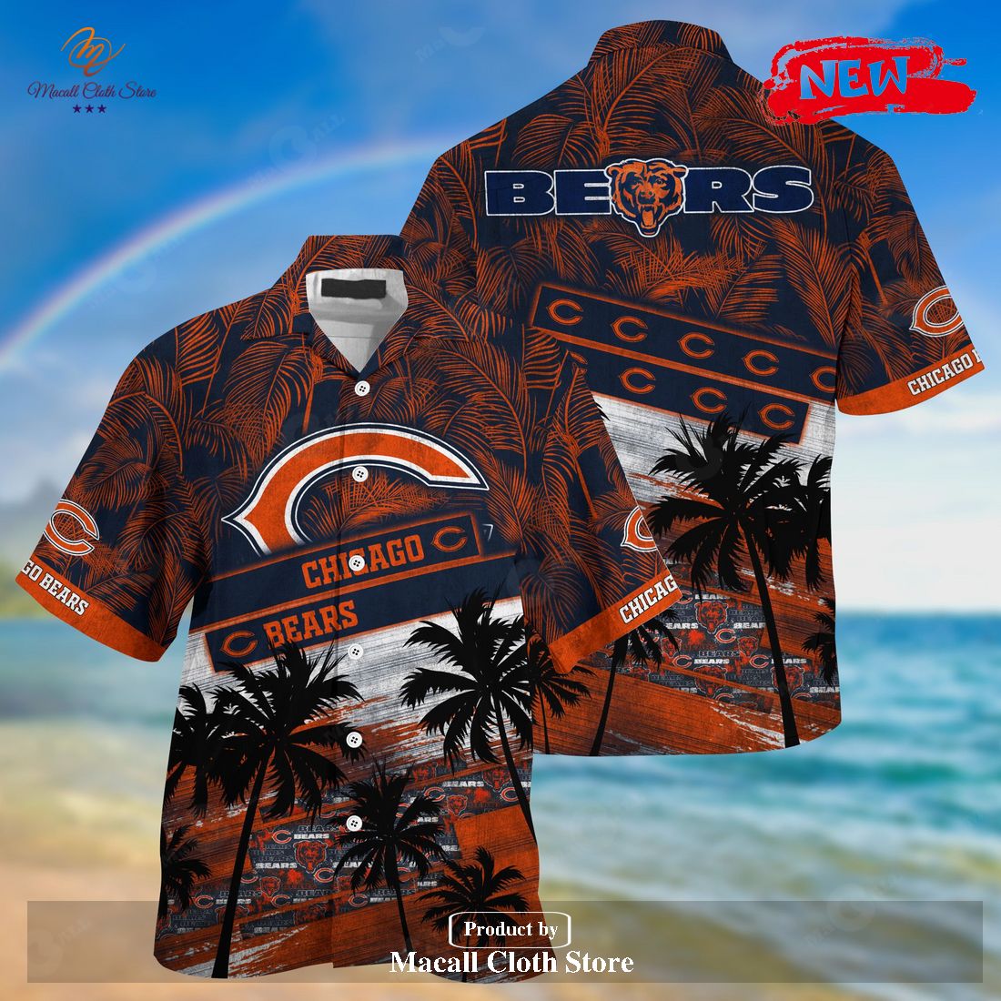 Chicago Bears NFL Palm Tree Pattern For Sports Fans Unisex Hawaiian Shirt and Short Chicago Bears NFL Palm Tree Pattern For Sports Fans Unisex Hawaiian Shirt and Short