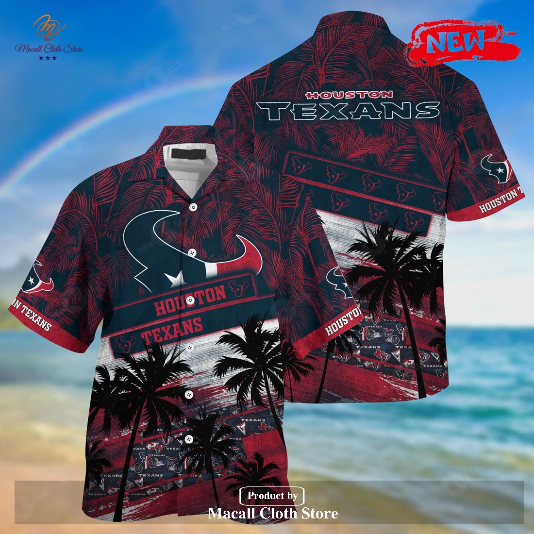 Houston Texans NFL Palm Tree Pattern For Sports Fans Unisex Hawaiian Shirt and Short