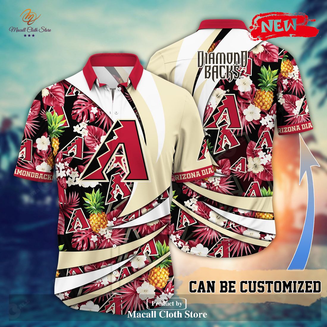 Personalized Name Arizona Diamondbacks MLB Flower Pineapple Summer Baseball For Sports Fans Hawaiian Shirt and Short Personalized Name Arizona Diamondbacks MLB Flower Pineapple Summer Baseball For Sports Fans Hawaiian Shirt and Short