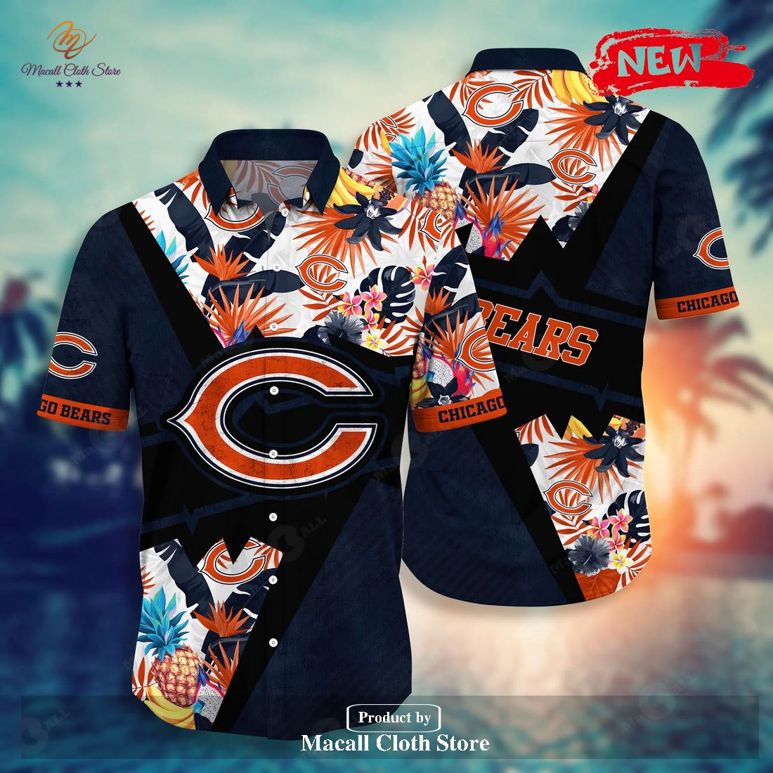 Chicago Bears Hawaiian shirt flower summer 