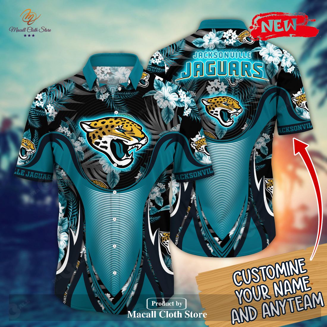 Custom Name Jacksonville Jaguars Hawaiian Shirt NFL Football