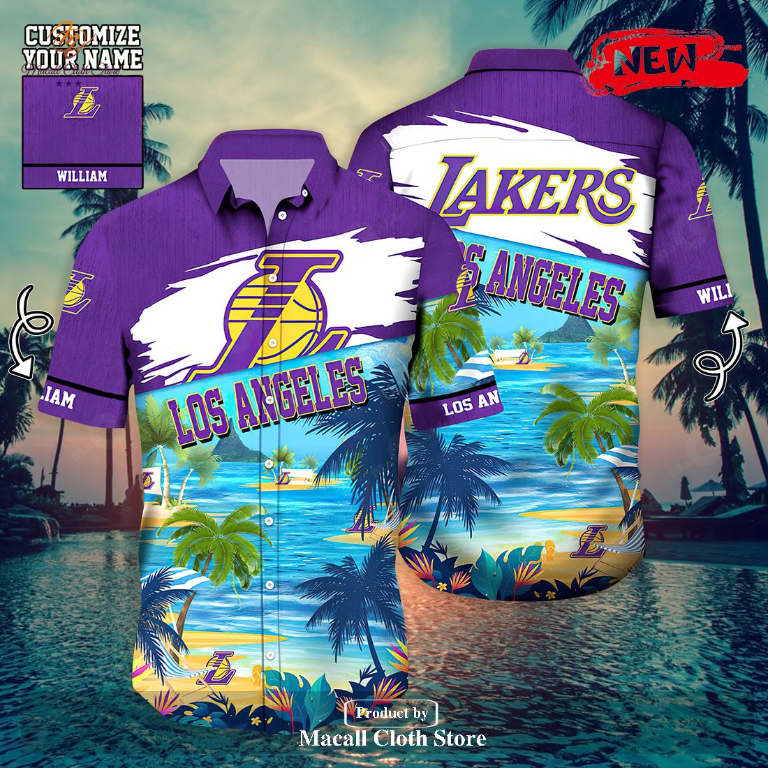 Personalized Name LA LAKERS Coconut Tree Beach Sports Team Hawaiian Shirt Basketball 3D Shirt Personalized Name LA LAKERS Coconut Tree Beach Sports Team Hawaiian Shirt Basketball 3D Shirt
